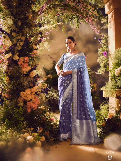 Dhiyona KM Women The Cerulean Symphony: A Sky Blue Dream With Silver Splendor