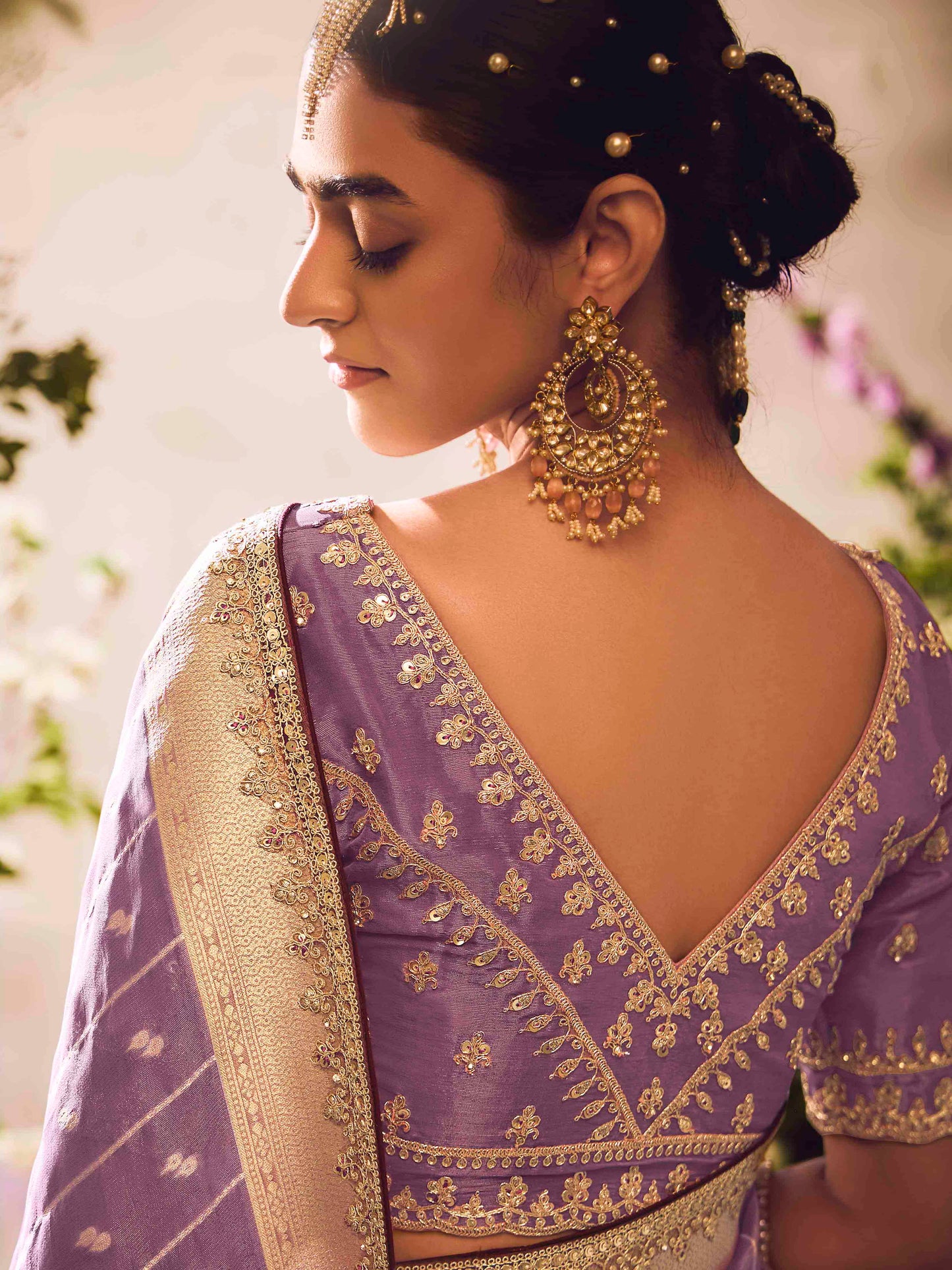 Dhiyona KM Women The Golden Lavender Serenade: A Dream Woven In Silk