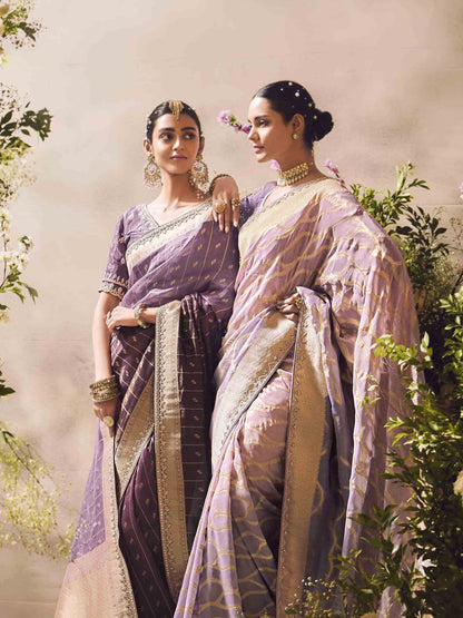 Dhiyona KM Women The Golden Lavender Serenade: A Dream Woven In Silk