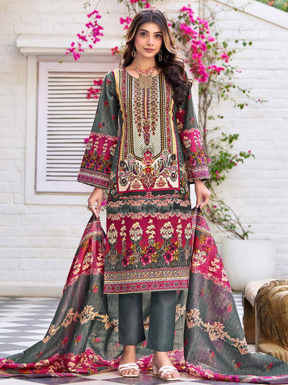Dhiyona VA Women's Printed Regular Beads and Stones Kurta with Trousers & With Dupatta