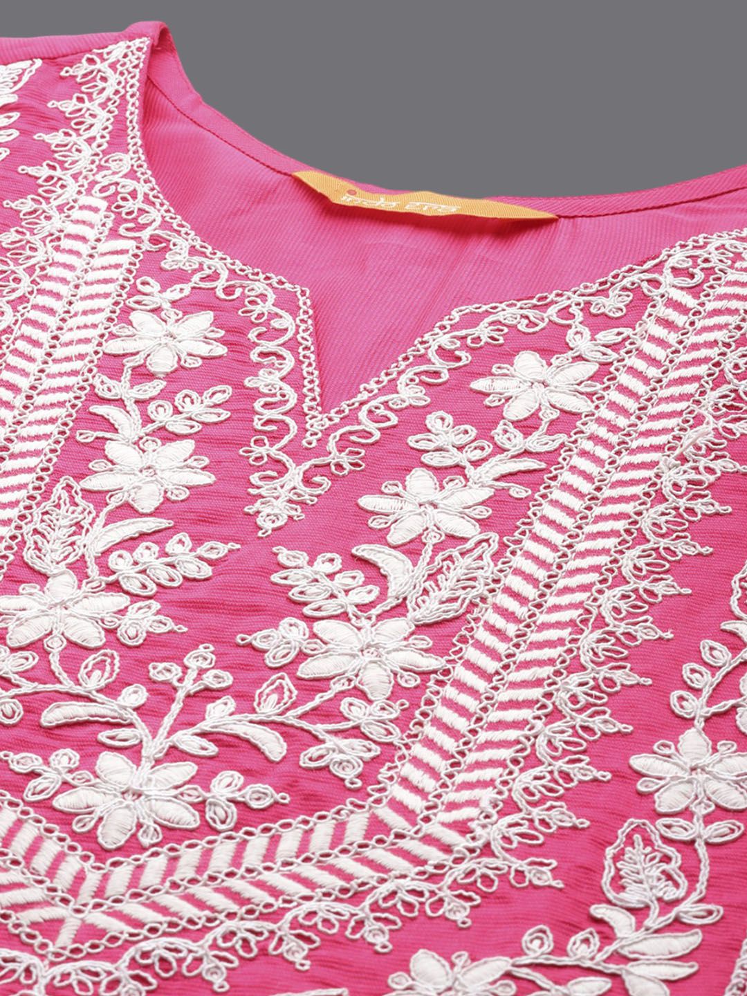 Ethnic Motifs Yoke Design Straight Thread Work Liva Kurta with Trousers & Dupatta