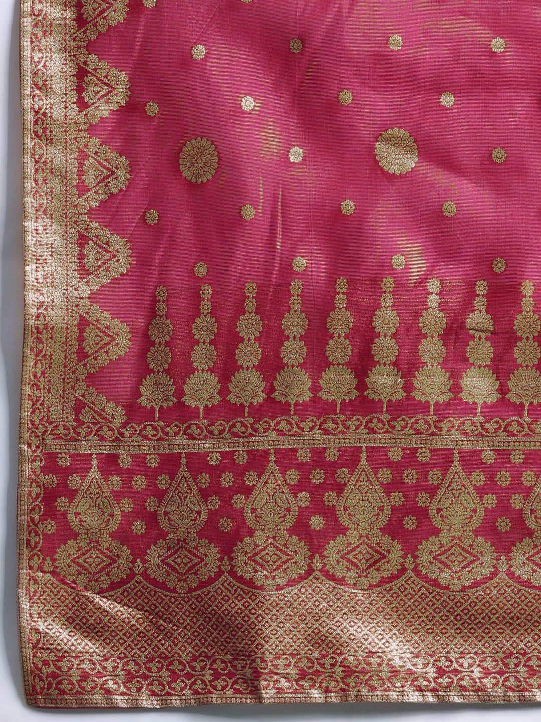 Women Ethnic Motifs Jacquard Zari Kurta with Trousers & With Dupatta