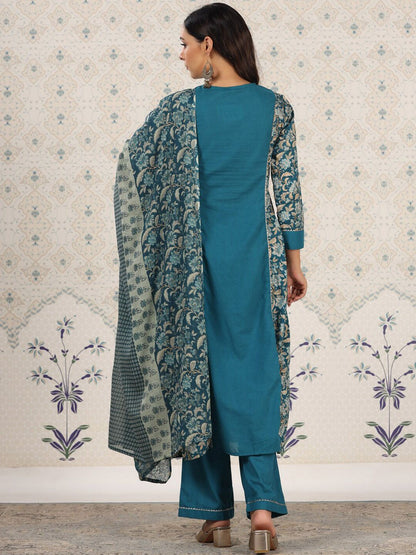 Dhiyona OD  Floral Printed Panelled Gotta Patti Pure Cotton Kurta Set