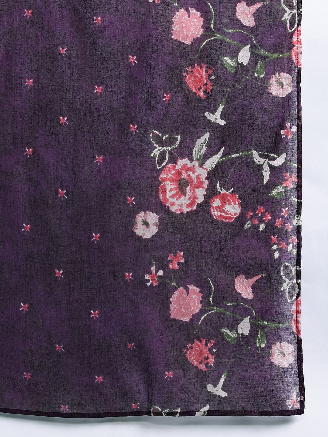 Floral Printed Pure Cotton Kurta with Trousers & Dupatta