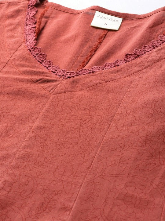 Women's Anarkali Pure Cotton Kurta With Trousers & Dupatta