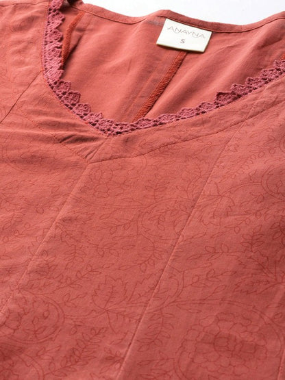 Women's Anarkali Pure Cotton Kurta With Trousers & Dupatta