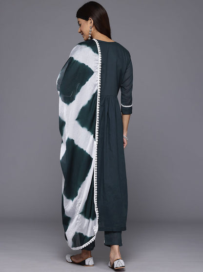 Dhiyona VA Women's Floral Embroidered Angrakha Kurta with Trousers & With Dupatta