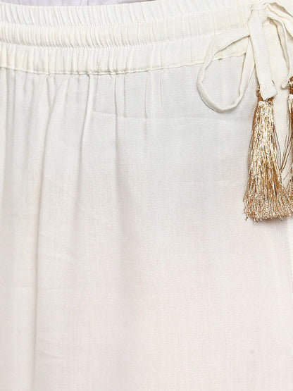 Dhiyona VA Women's Pink & White Embroidered Kurta with Palazzos