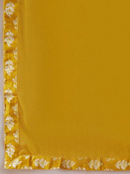 Dhiyona IE Floral Printed Mirror Work Pure Cotton A-Line Kurta with Trousers & Dupatta