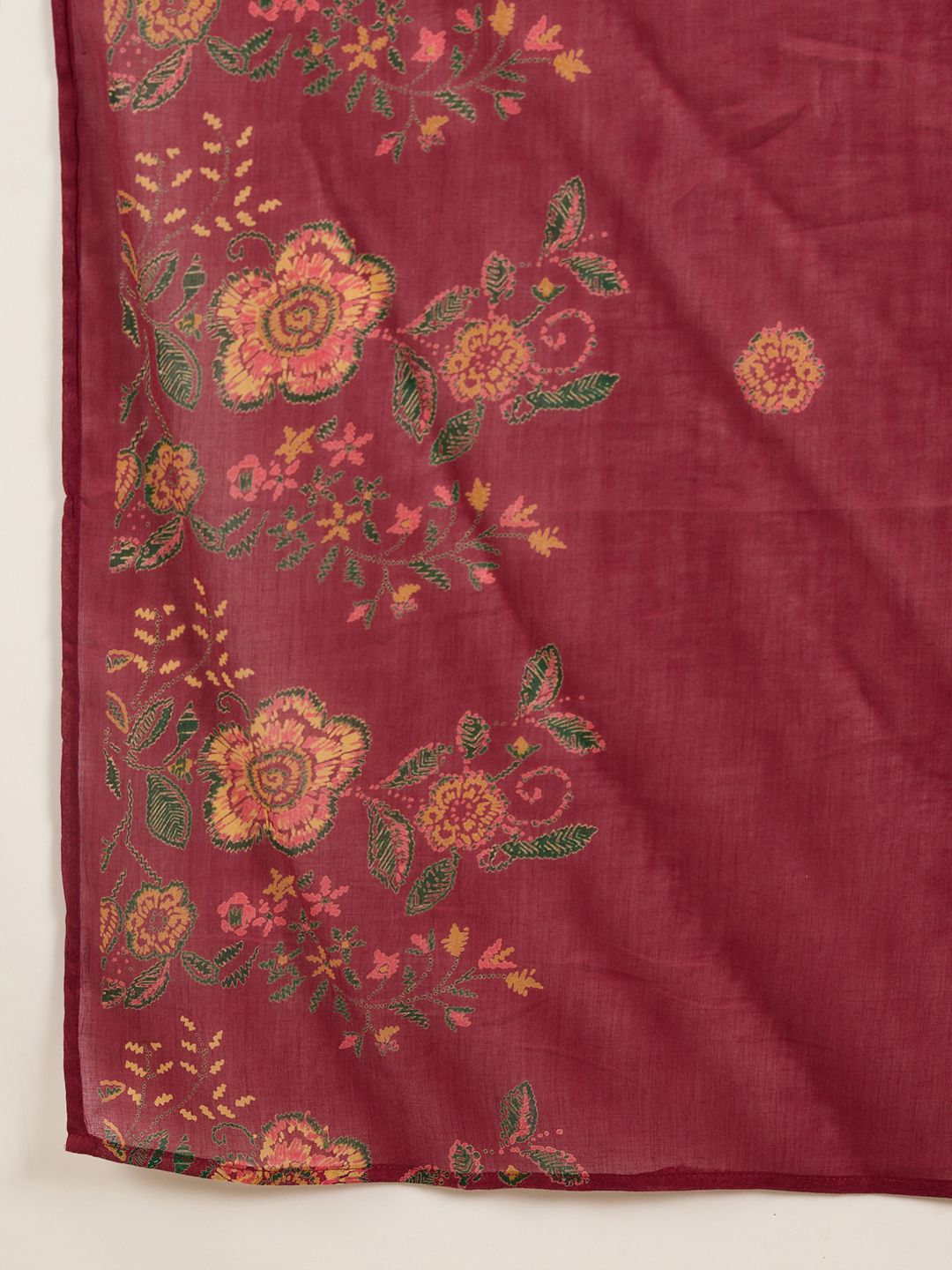 Women Floral Printed Beads and Stones Pure Cotton Kurta with Trousers & Dupatta