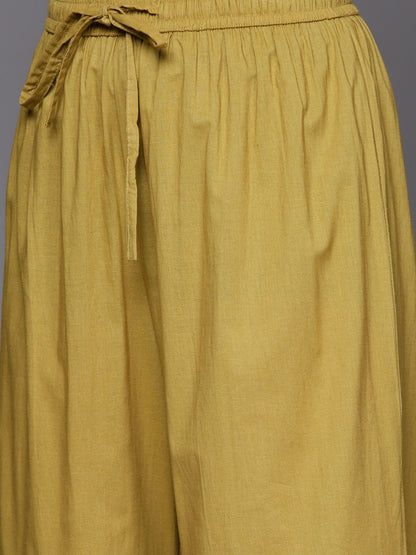 Dhiyona VA Women's Yellow Striped Mukaish Kurta with Sharara & With Dupatta