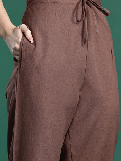 Dhiyona IE Floral Embroidered Pure Cotton Kurta with Trousers