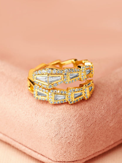 Dhiyona RJ Women's 18K Gold Plated Serpent Inspired Cubic Zirconia Studded Adjustable Ring