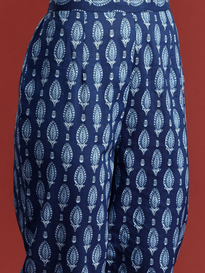 Dhiyona IE Ethnic Motifs Printed Pure Cotton Kurta with Trousers