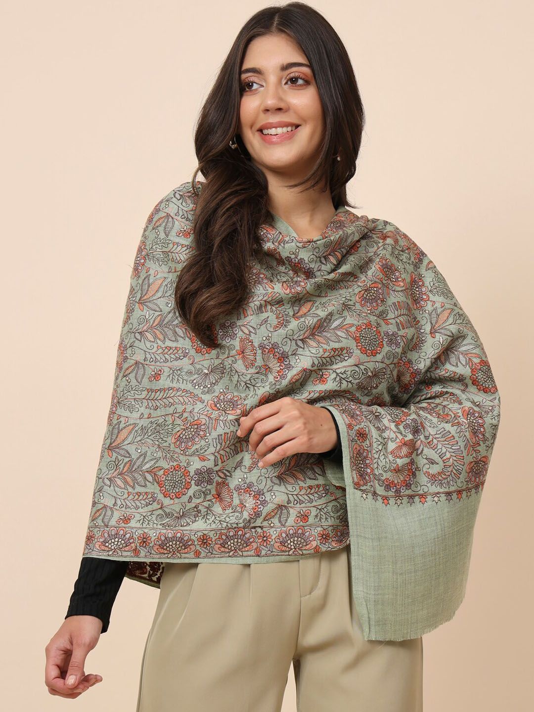 Dhiyona PA Embroidered Woolen Shawl