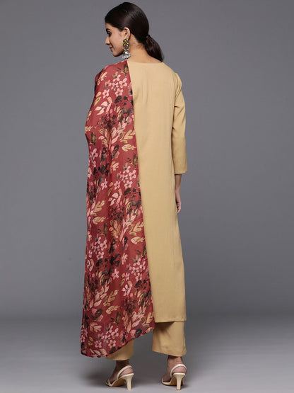 Dhiyona VA Women'sRegular Silk Crepe Kurta with Trousers & Dupatta