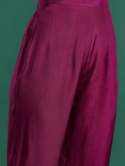 Bandhani Printed Zari Panelled Silk Chiffon Kurta with Trousers & With Dupatta