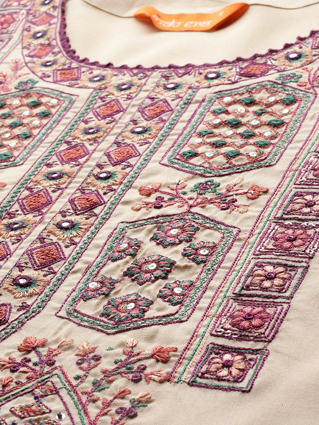 Ethnic Motifs Embroidered Thread Work Kurta with Trousers & With Dupatta