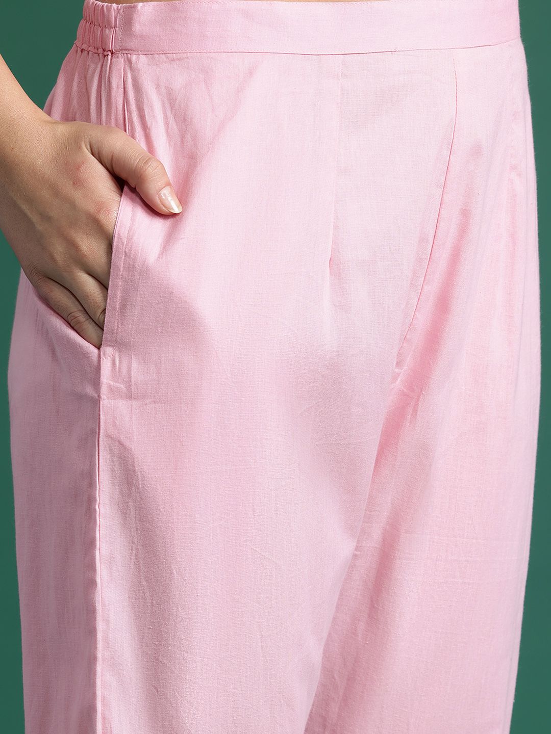 Dhiyona IE Embroidered Thread Work Pure Cotton Kurta With Trousers & Dupatta