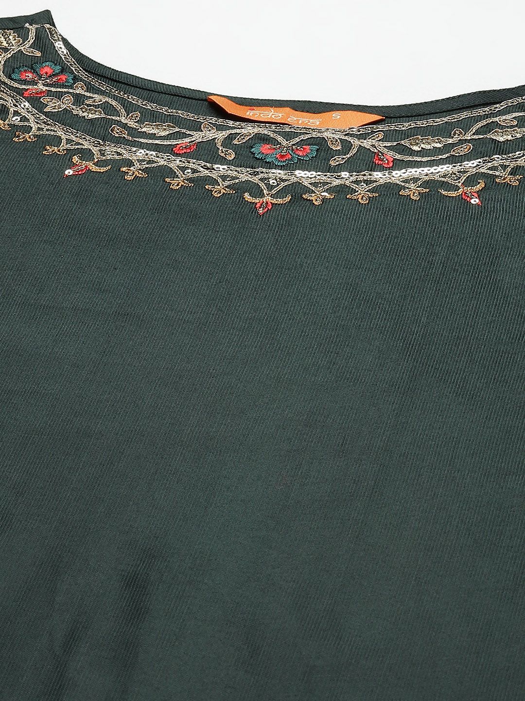 Women Green Ethnic Motifs Regular Liva Kurta with Trousers & Dupatta