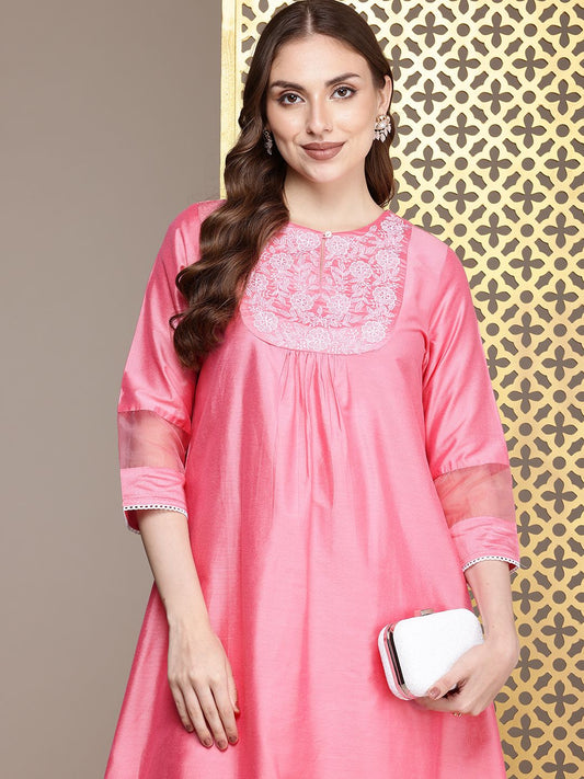 Dhiyona PD Women Women Jashn Floral Embroidered Thread Work Kurta with Palazzos