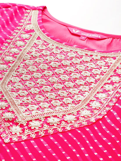 Dhiyona VA Women'sBandhani Printed Sequinned Kurta With Trousers & Dupatta