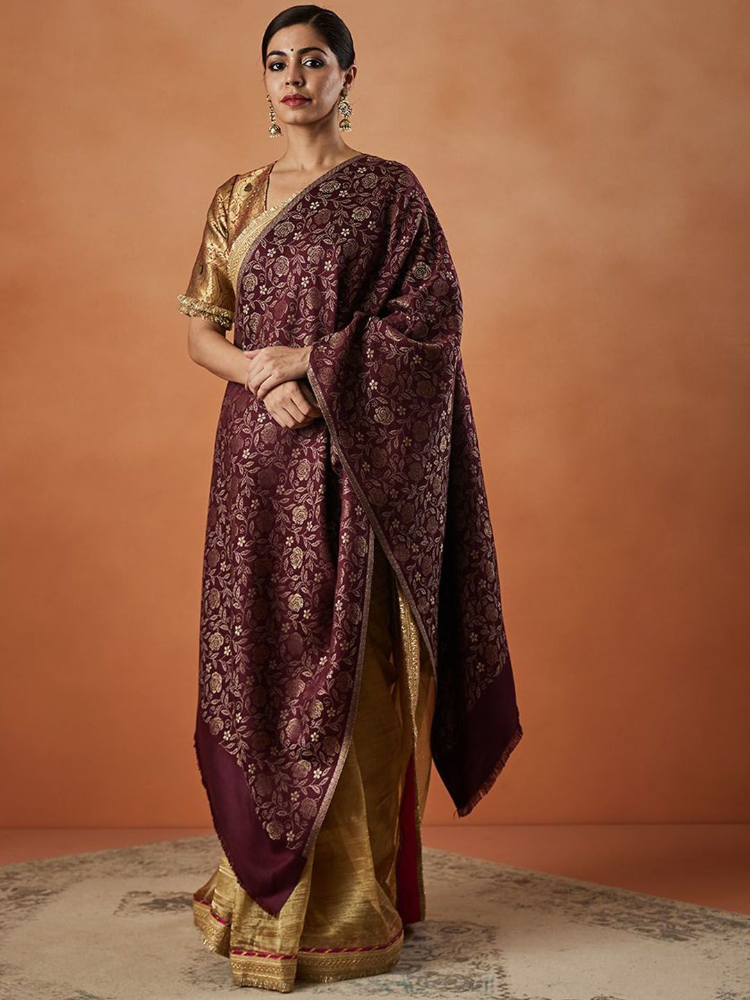 Dhiyona PA Floral Woven Design Fringed Shawl