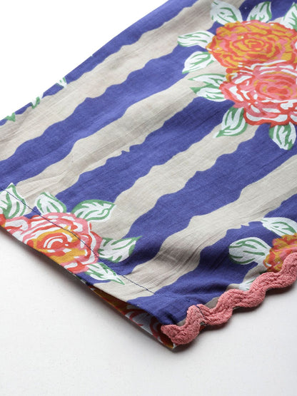 Women Floral Printed Regular Pure Cotton Kurta with Trousers