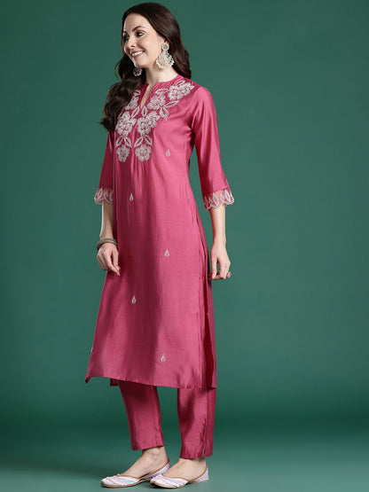 Dhiyona IE Ethnic Motifs Embroidered Thread Work Kurta with Trousers & With Dupatta