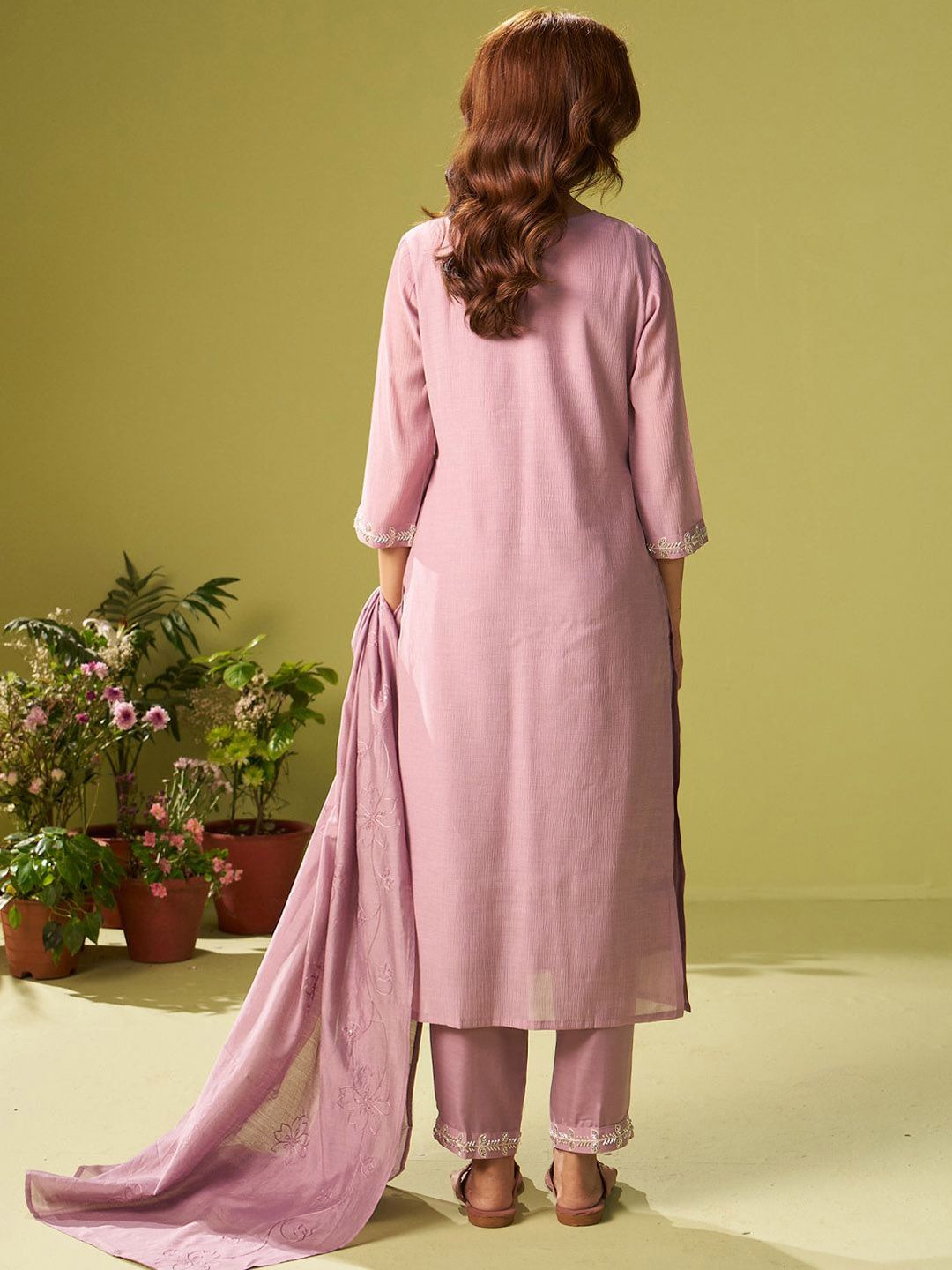 Women Floral Embroidered Kurta with Trousers & Dupatta