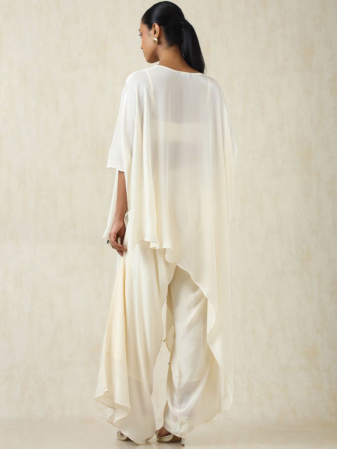 Dhiyona SO Women's Floral Yoke Design Sequinned Round Neck A-Line Kurta With Trousers