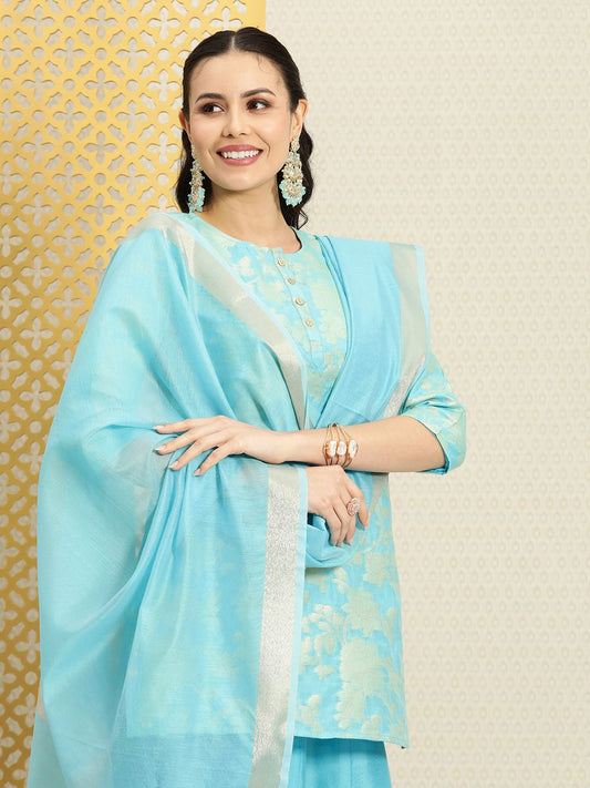 Dhiyona PD Women Women Floral Printed Gotta Patti Jashn Kurti with Skirt & Dupatta Set