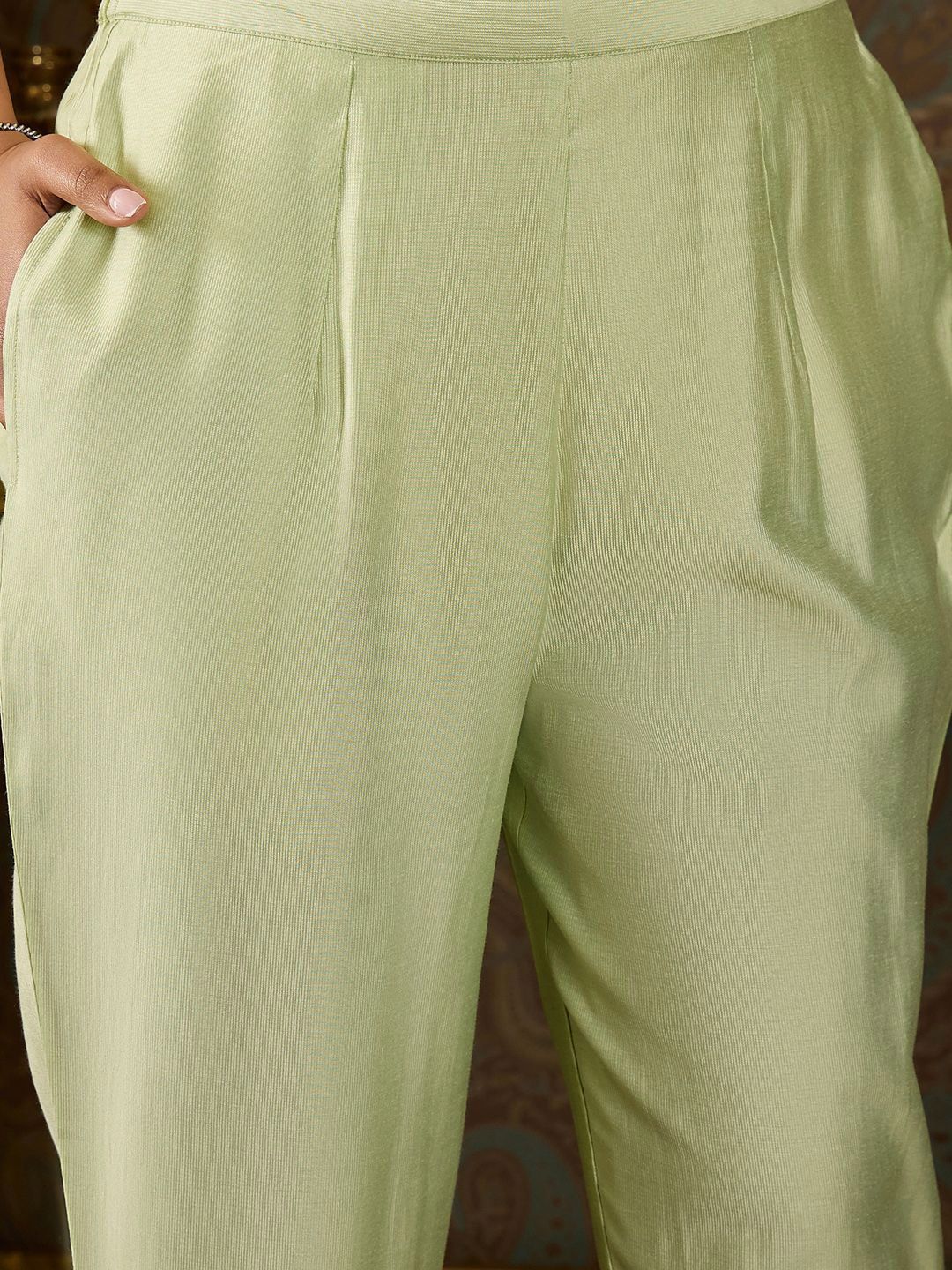 Dhiyona IE Floral Embroidered Stones & Beads Work Kurta With Trousers & Dupatta
