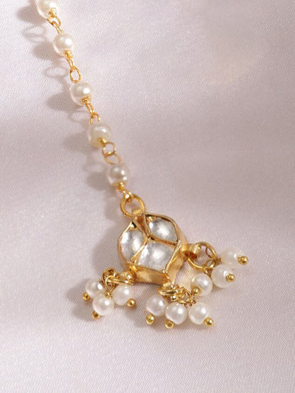 Dhiyona RJ Women's Gold-Plated Kundan Studded Maang Tikka Head Jewellery