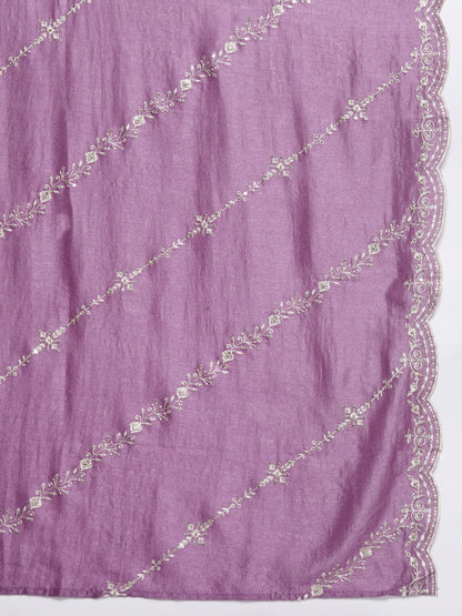 Dhiyona IE Floral Embroidered Regular Sequinned Kurta with Trousers & Dupatta