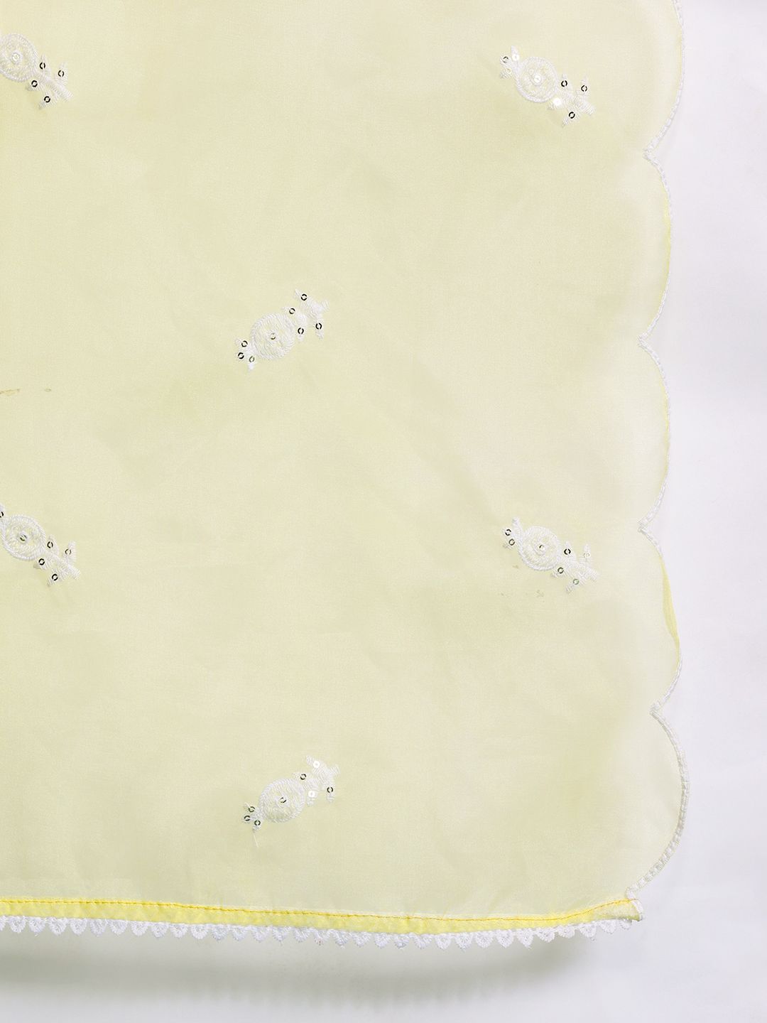 Floral Embroidered Sequinned Kurta With Trousers & Dupatta