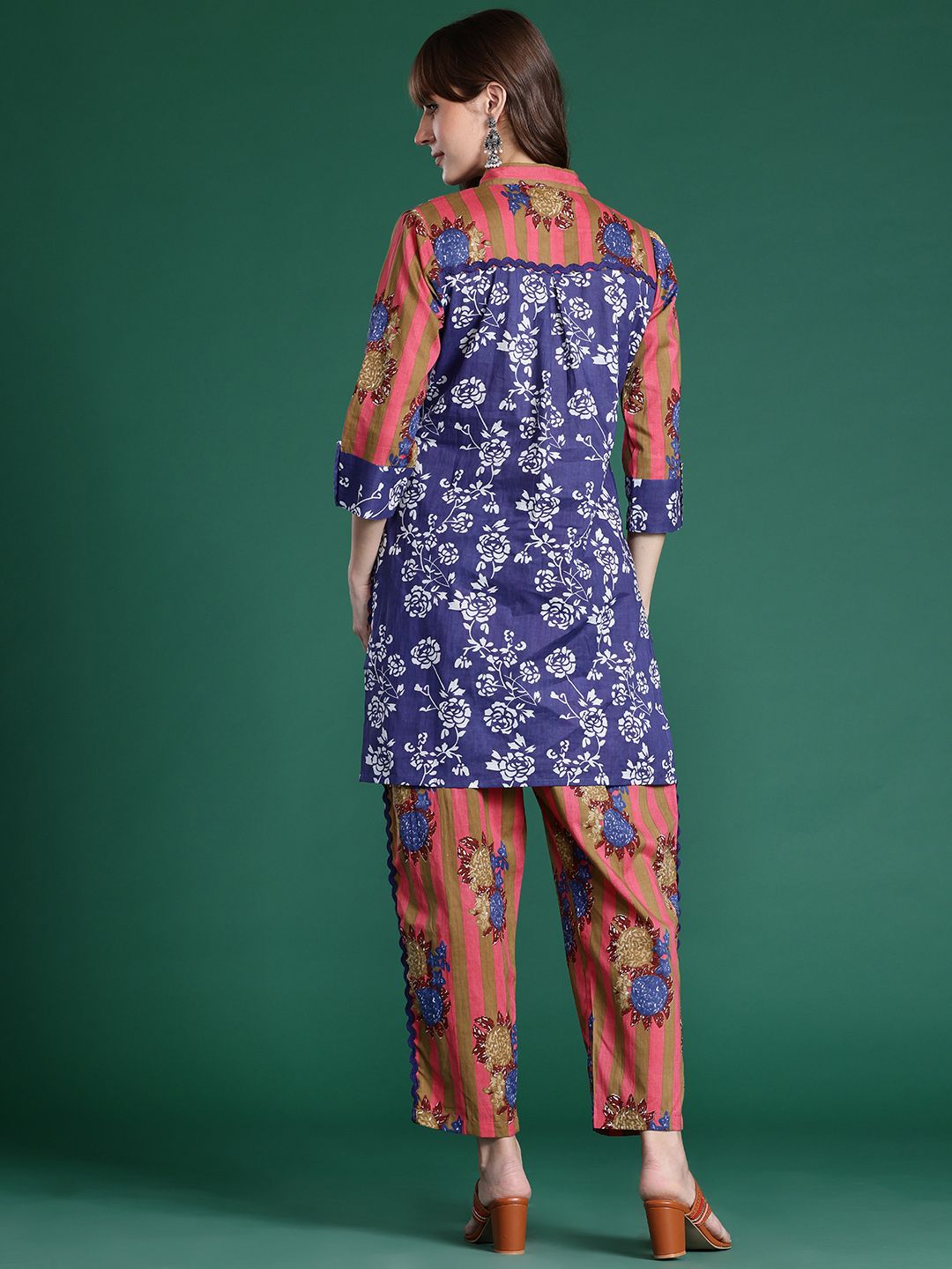 Floral Printed Pure Cotton Kurta with Trousers