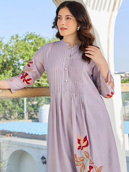 Dhiyona IE Floral Embroidered Pure Cotton Tunic With Trousers Co-Ords