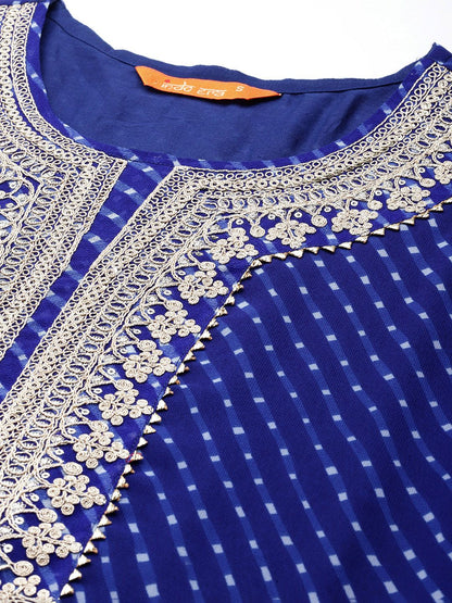 Dhiyona IE Women Floral Yoke Design Gotta Patti Georgette Kurta