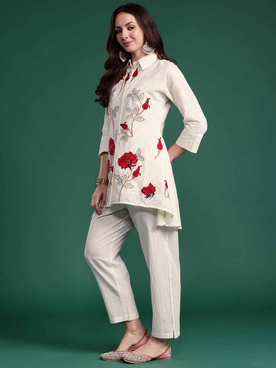 Dhiyona IE indo era Floral Embroidered A-Line Co-ord Set