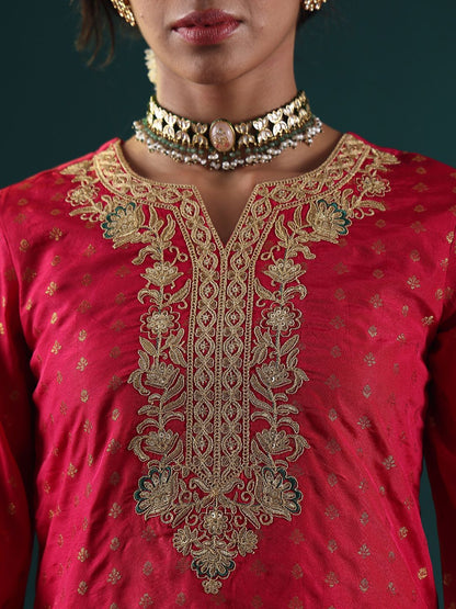 Dhiyona VA Women's Embroidered Regular Kurta with Trousers & With Dupatta