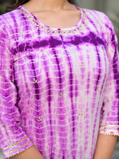 Dhiyona VA Women's Dyed Regular Gotta Patti Pure Cotton Kurta with Palazzos & With Dupatta