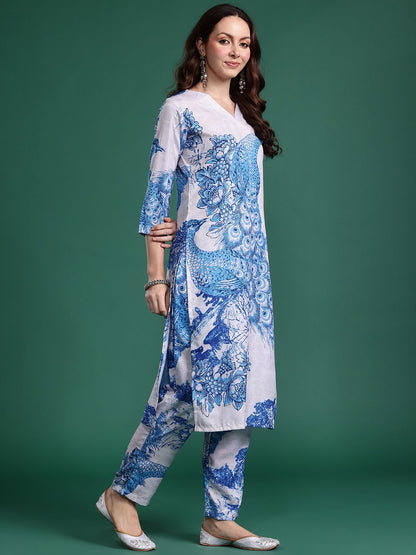 Floral Printed Regular Kurta with Trousers