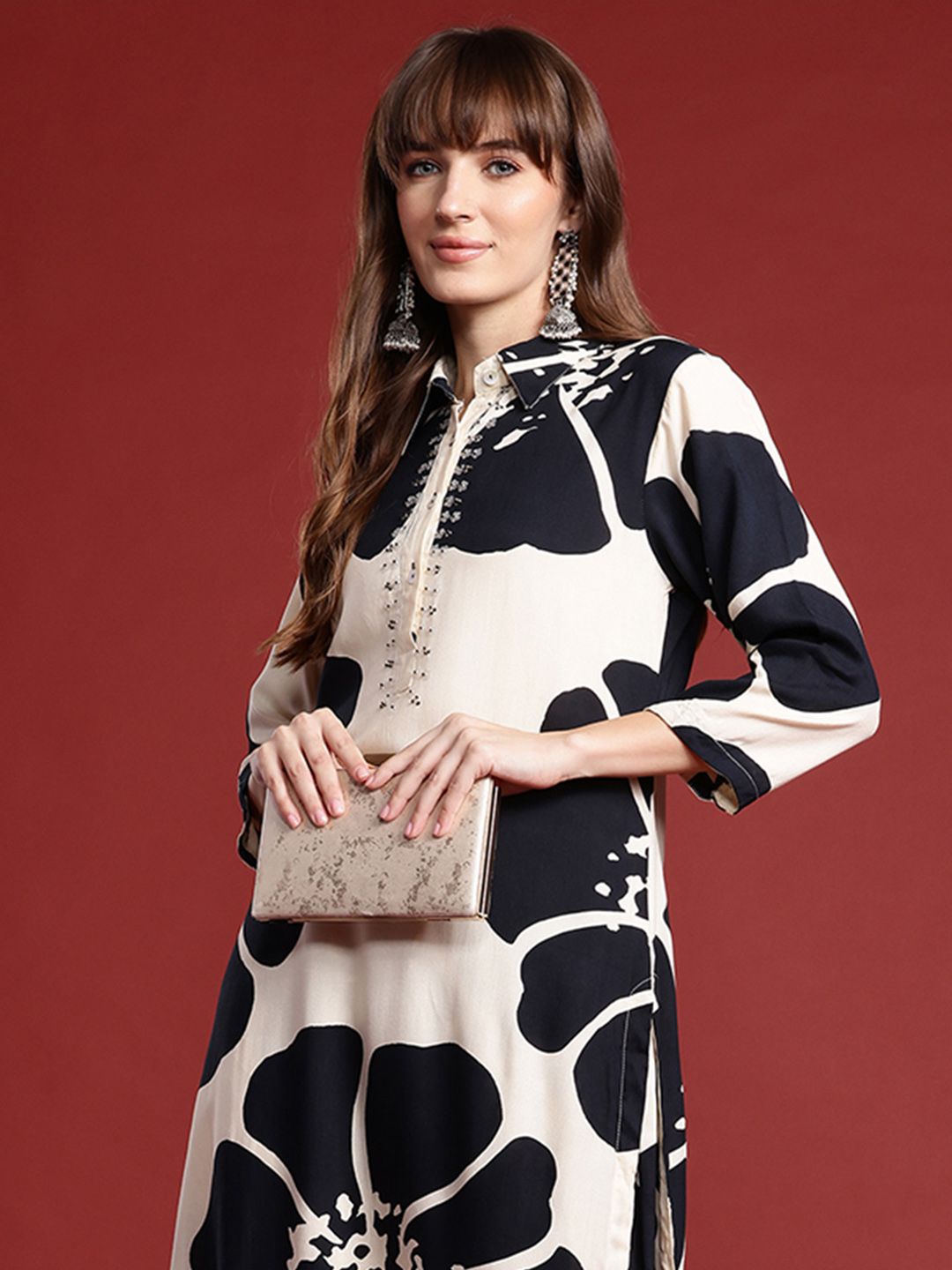 Floral Printed Sequinned Kurta with Palazzos