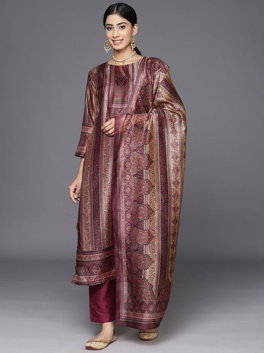 Dhiyona VA Women'sEthnic Motifs Printed Chanderi Silk Kurta With Trousers & Dupatta