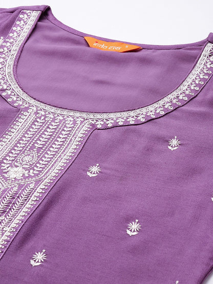 Ethnic Motifs Embroidered Kurta with Trousers & Dupatta