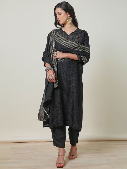 Dhiyona SO Women's Embroidered Suit Set With Mirror Work