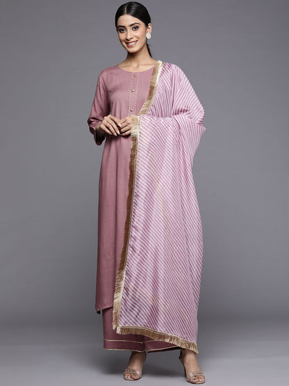 Dhiyona VA Women's Solid Yoke Design Kurta with Trousers & Dupatta