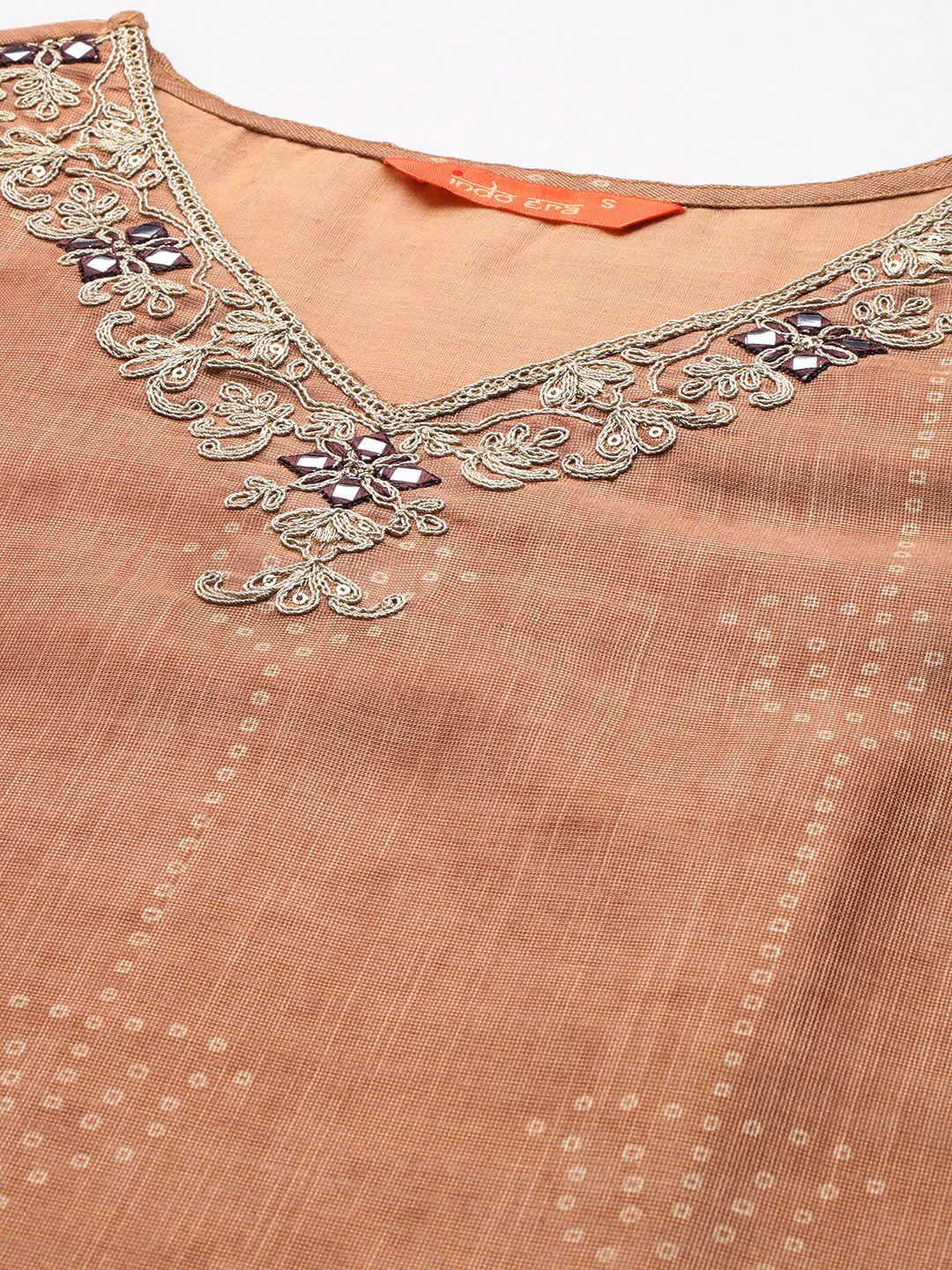 Bandhani Printed Thread Work Kurta with Trousers & With Dupatta