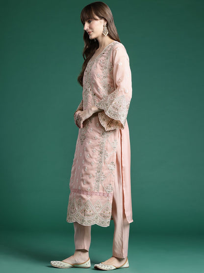 Dhiyona IE Women Ethnic Motifs Embroidered Sequinned Kurta With Trousers & Dupatta